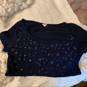 J.Crew Navy Embellished Tee 🌟